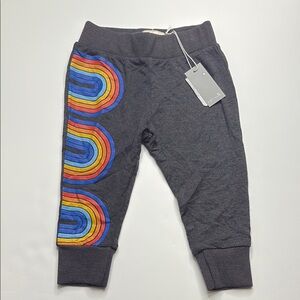 Gray and Red Sweatpants with Rainbow Design